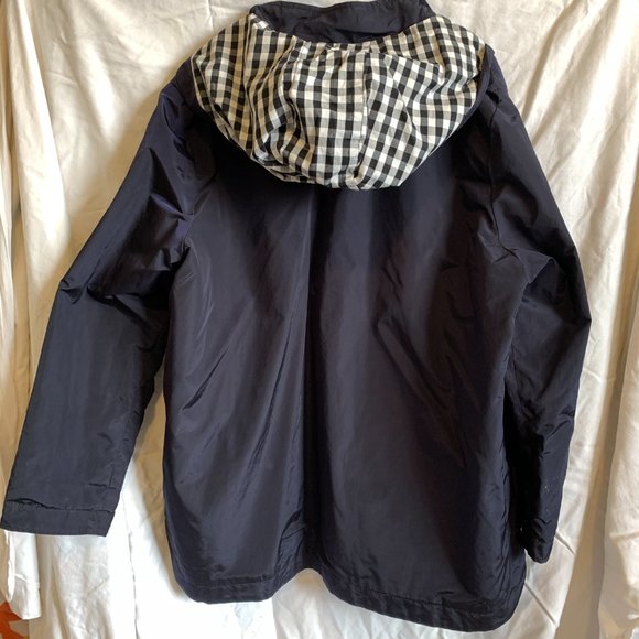 Women's Raincoat, knee length, LAUNDRY, Blue with cotton lining, L, hood - Picture 4 of 5